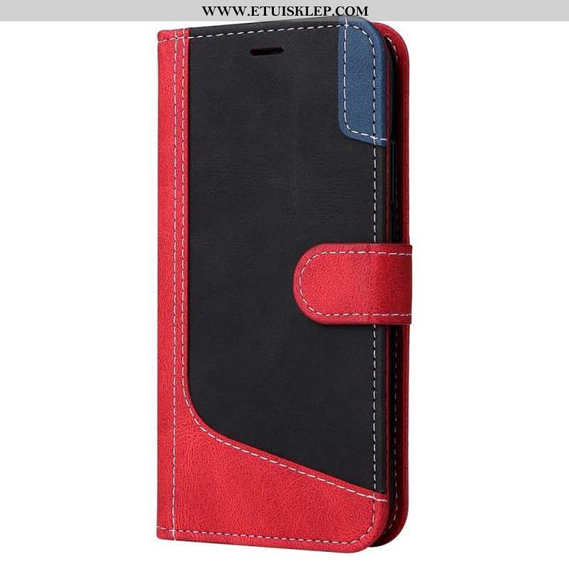 Etui Folio do Xiaomi 12T / 12T Pro z Łańcuch Trójkolorowy Pasek